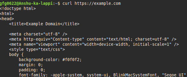 Curl Command Example