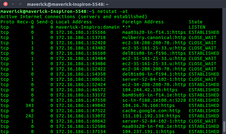 Netstat Command Output Example