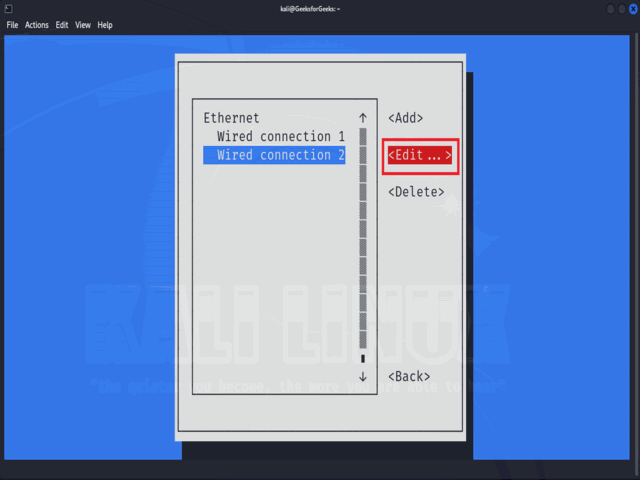 NMTUI Edit Connection Screen