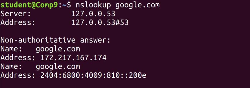 Nslookup Command Output