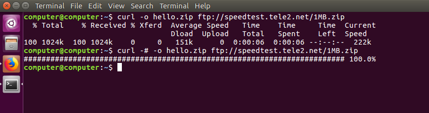 Wget Command Progress Meter